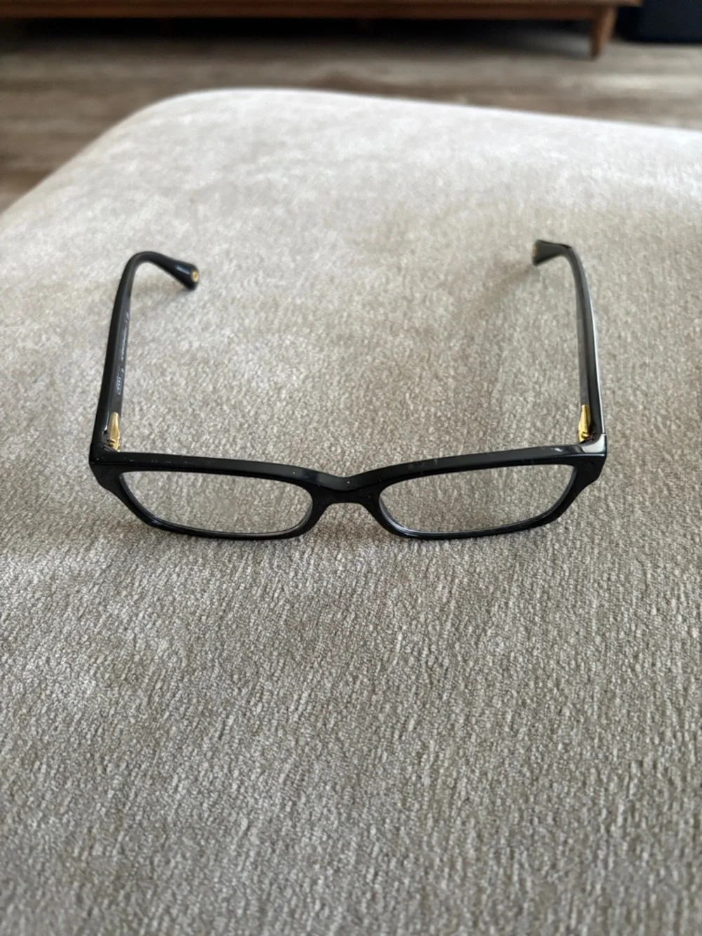 Coach Kids Black Rectangular Reading Glasses with Subtle Gold Accents